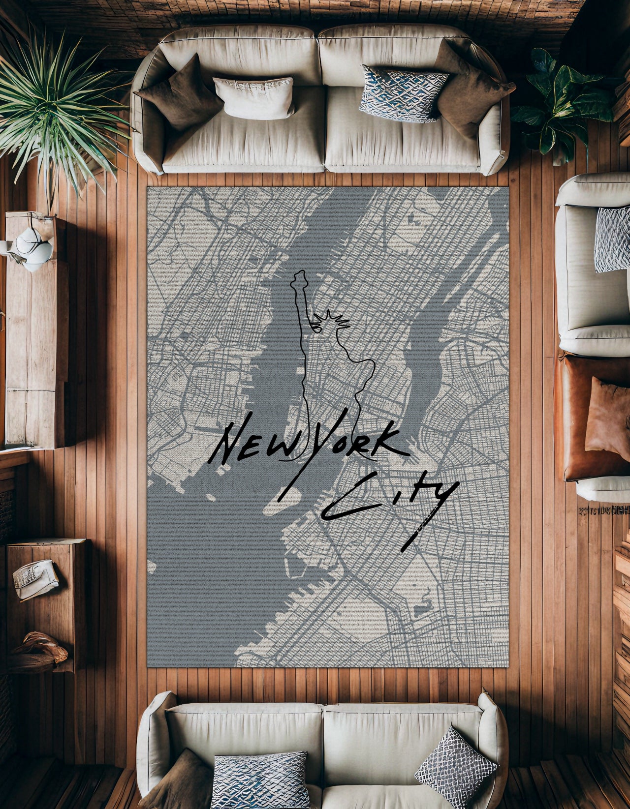 New York City Kaymaz Tabanlı Yıkanabilir Halı