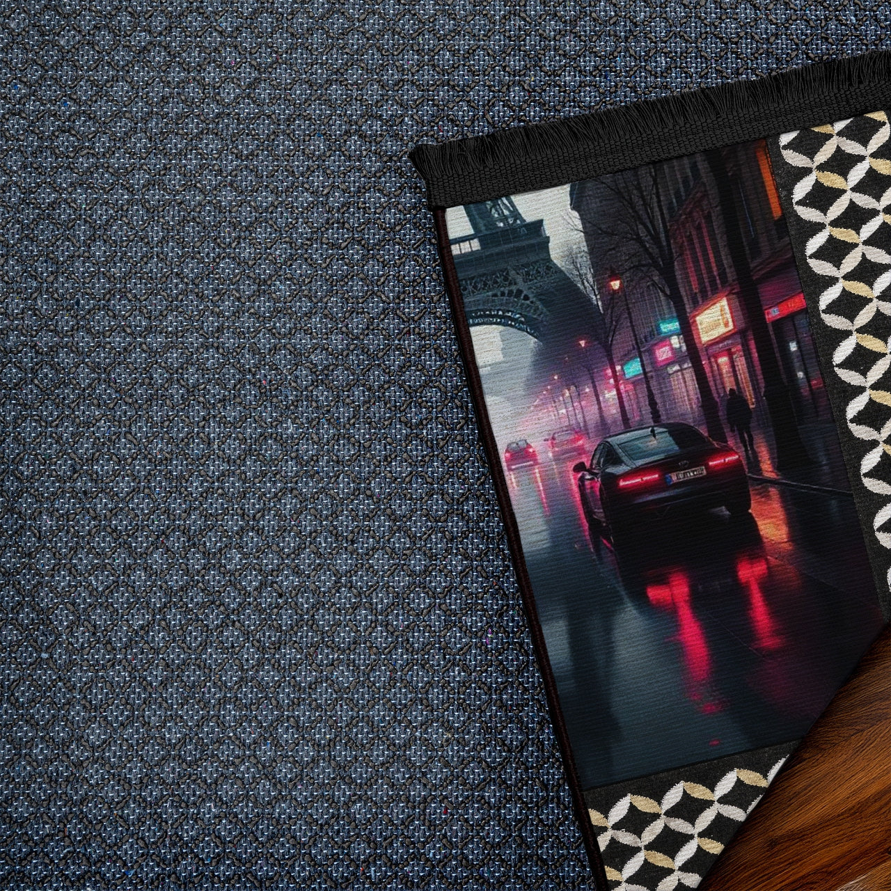 Eyfel Kulesi Kaymaz Tabanlı Yıkanabilir Halı