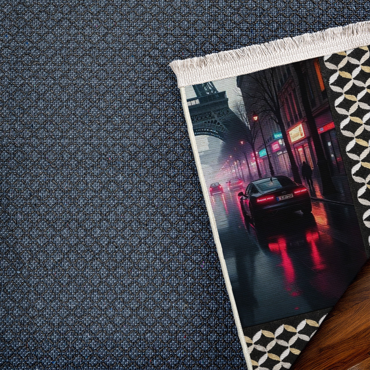 Eyfel Kulesi Kaymaz Tabanlı Yıkanabilir Halı