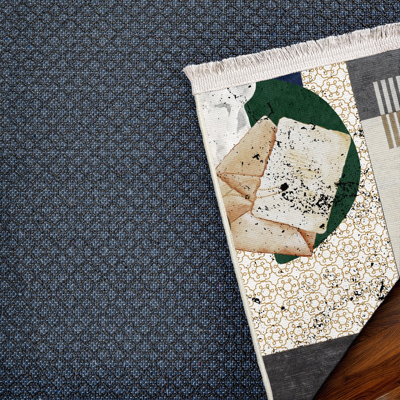 Apollo Desenli Kaymaz Tabanlı Yıkanabilir Halı