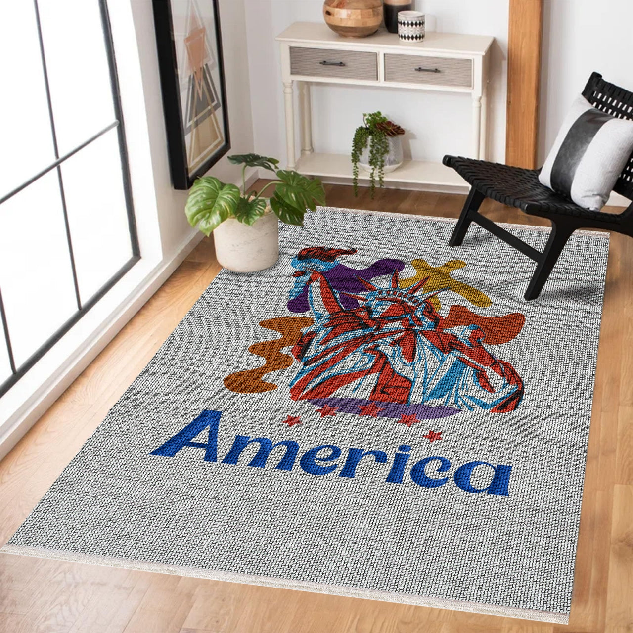 Modern Amerika Kaymaz Tabanlı Yıkanabilir Halı