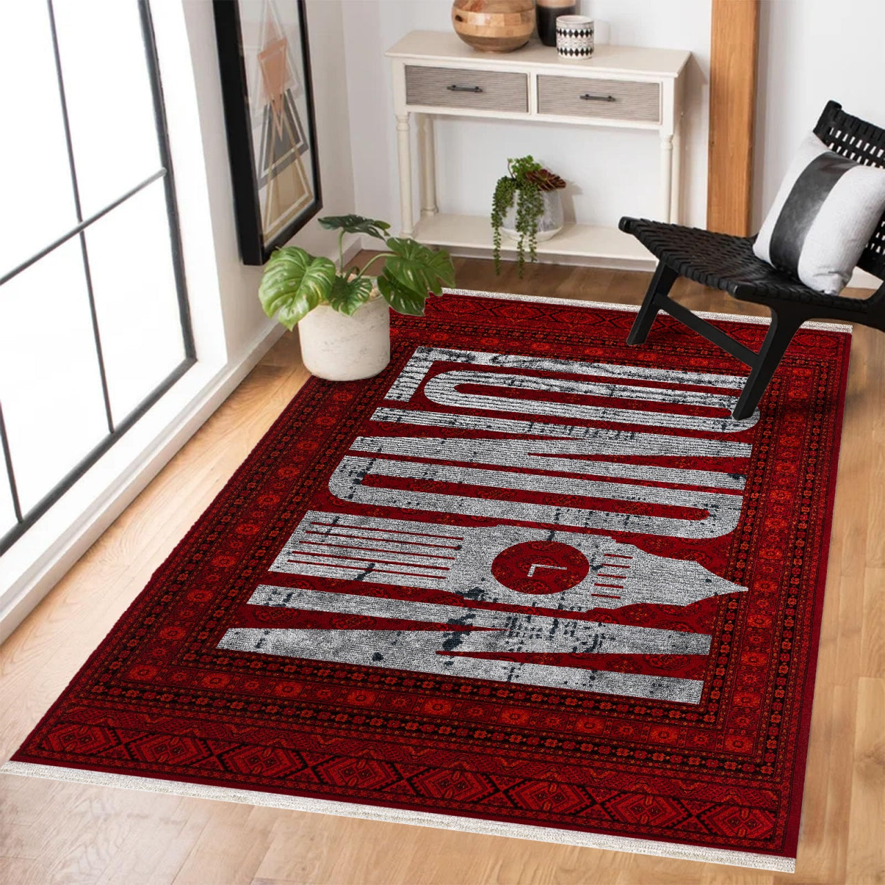 London Temalı Kaymaz Tabanlı Yıkanabilir Halı