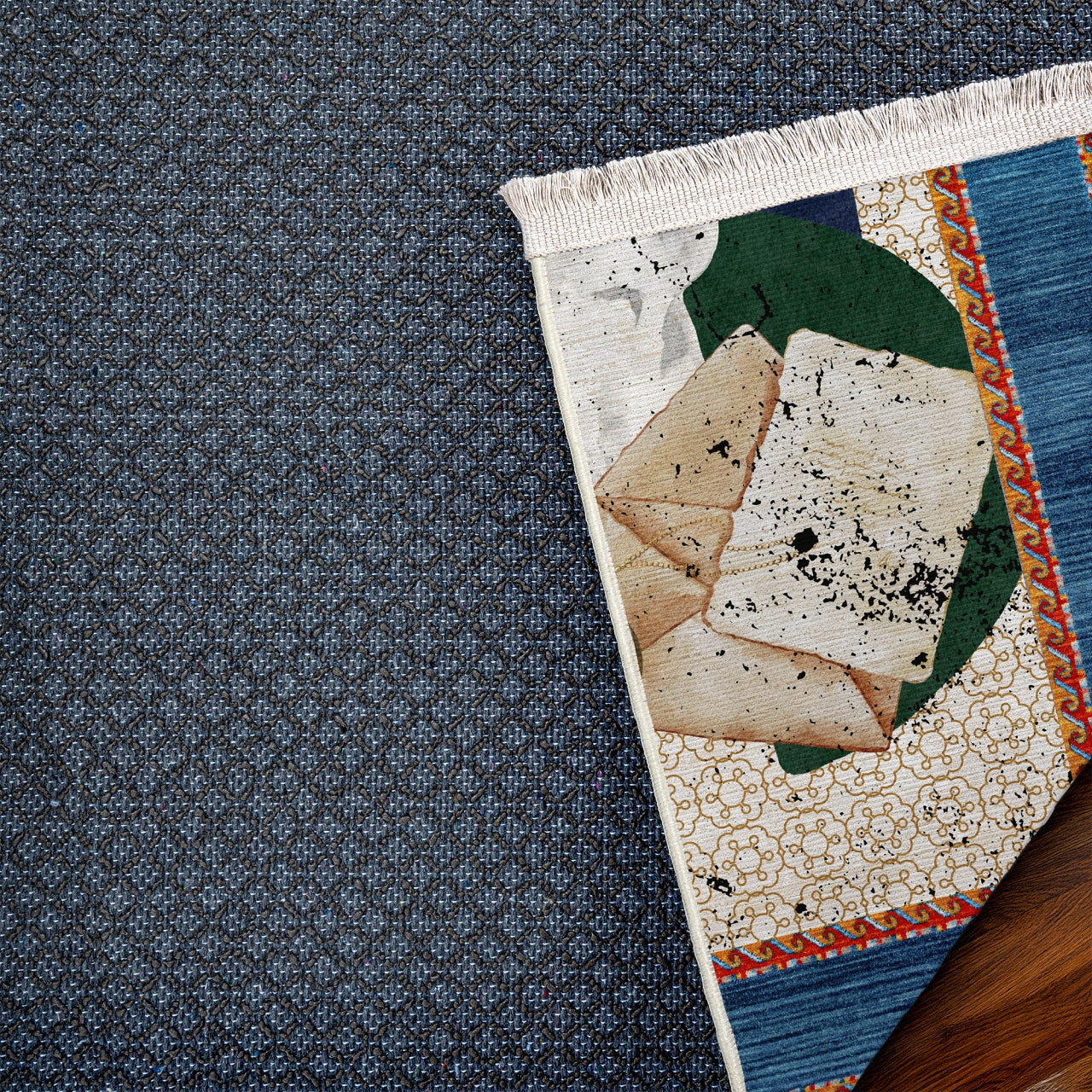 Heykel Desenli Kaymaz Tabanlı Yıkanabilir Halı