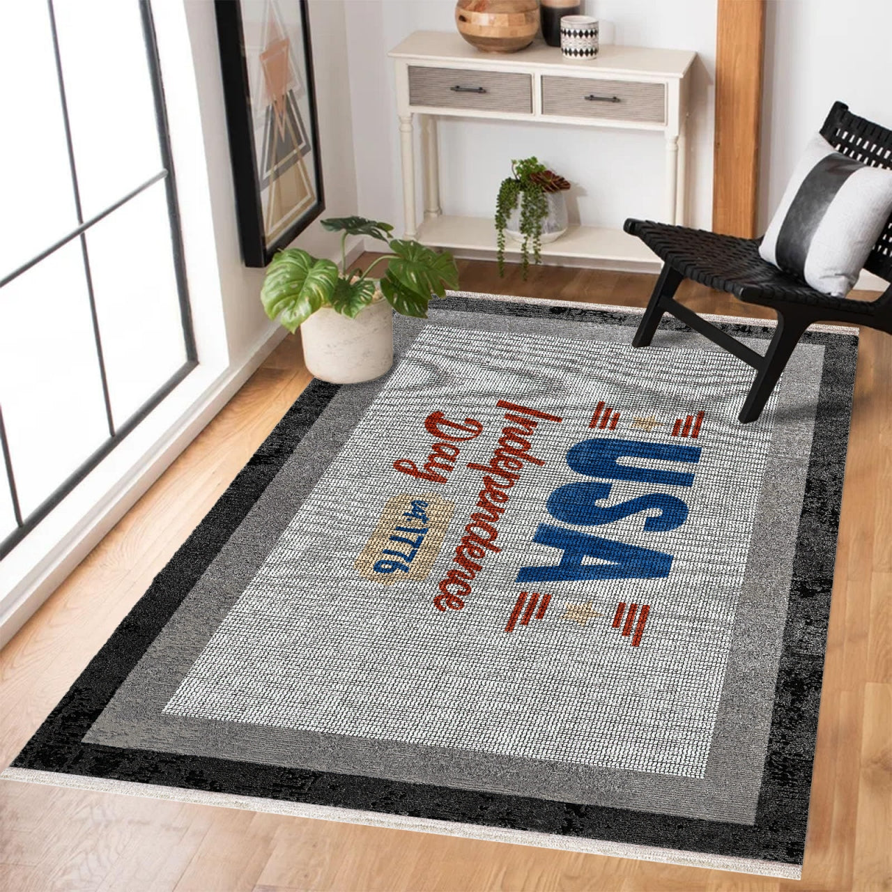 USA Independence Day Kaymaz Tabanlı Yıkanabilir Halı