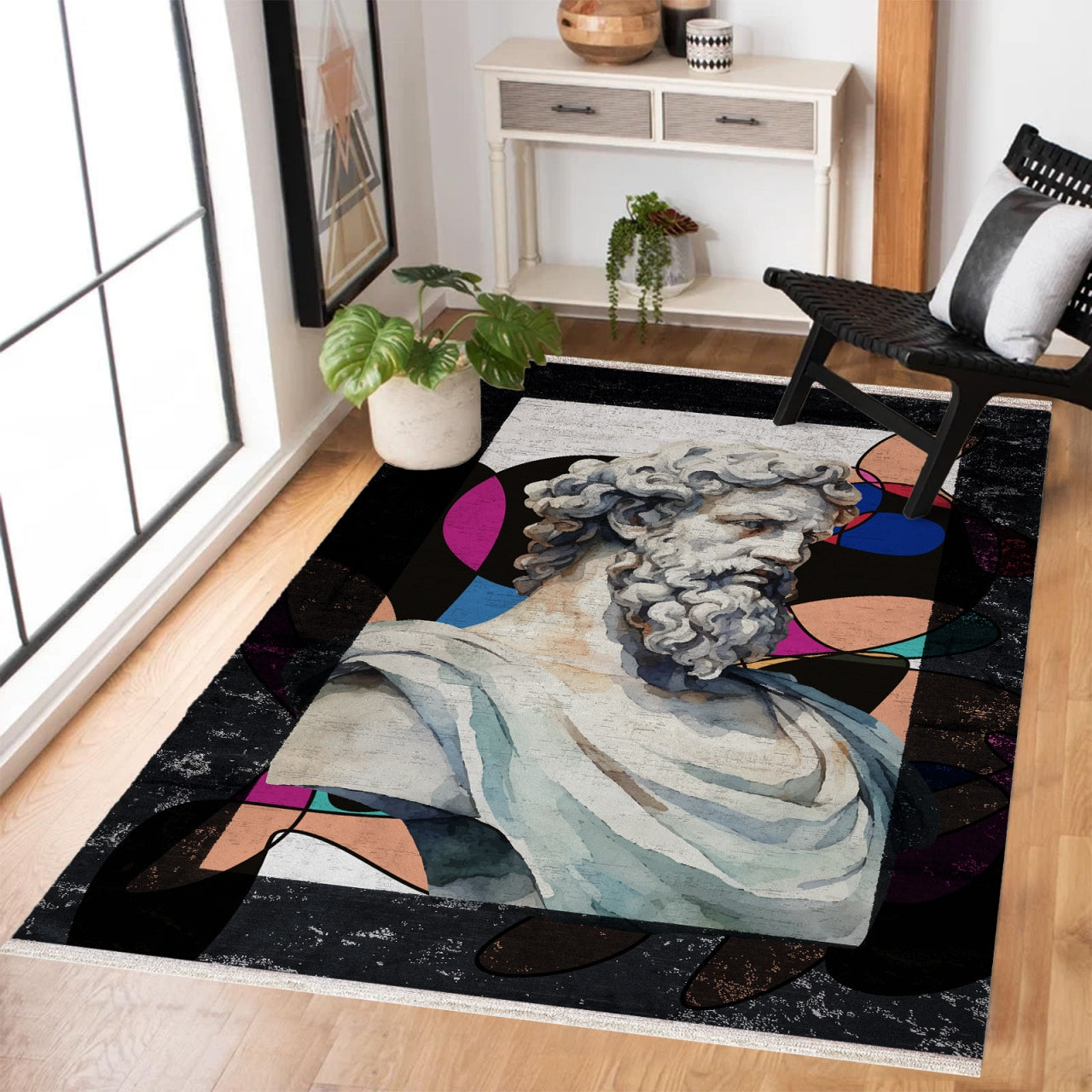 Erkek Roma Heykeli Kaymaz Tabanlı Yıkanabilir Halı