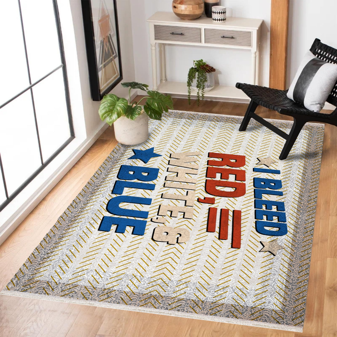 Patriotic Temalı Kaymaz Tabanlı Yıkanabilir Halı