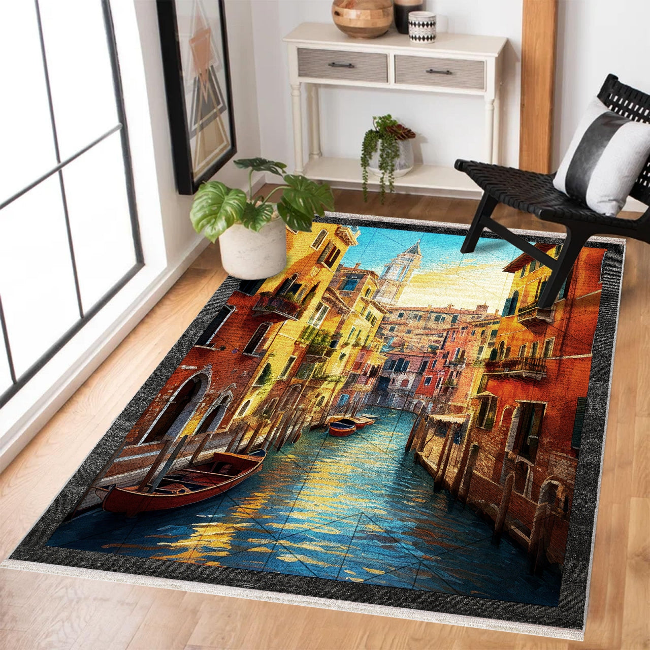 Venedik Kanalı Kaymaz Tabanlı Yıkanabilir Halı