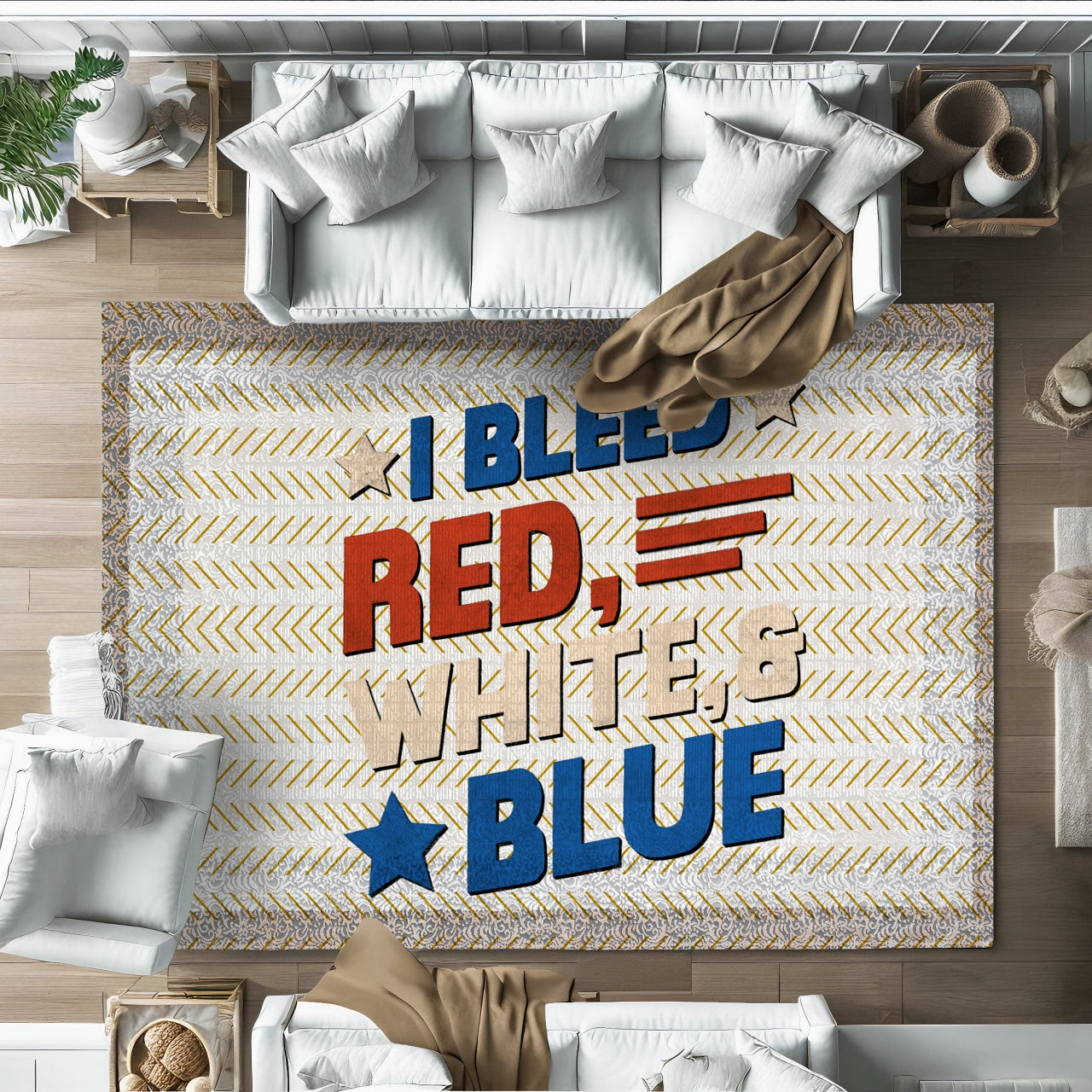 Patriotic Temalı Kaymaz Tabanlı Yıkanabilir Halı