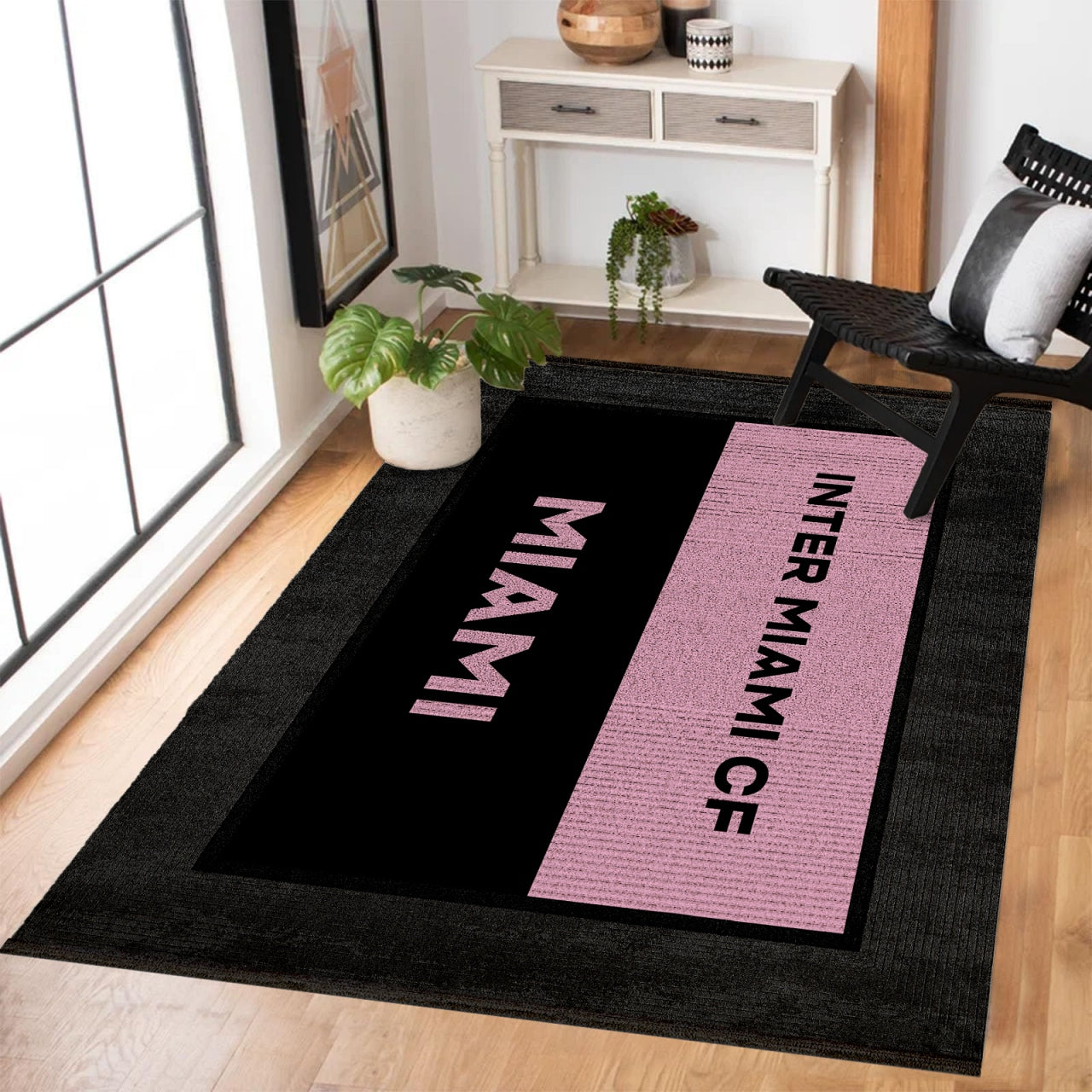 INTER MIAMI CF Pembe Detaylı Yıkanabilir Kaymaz Tabanlı Halı