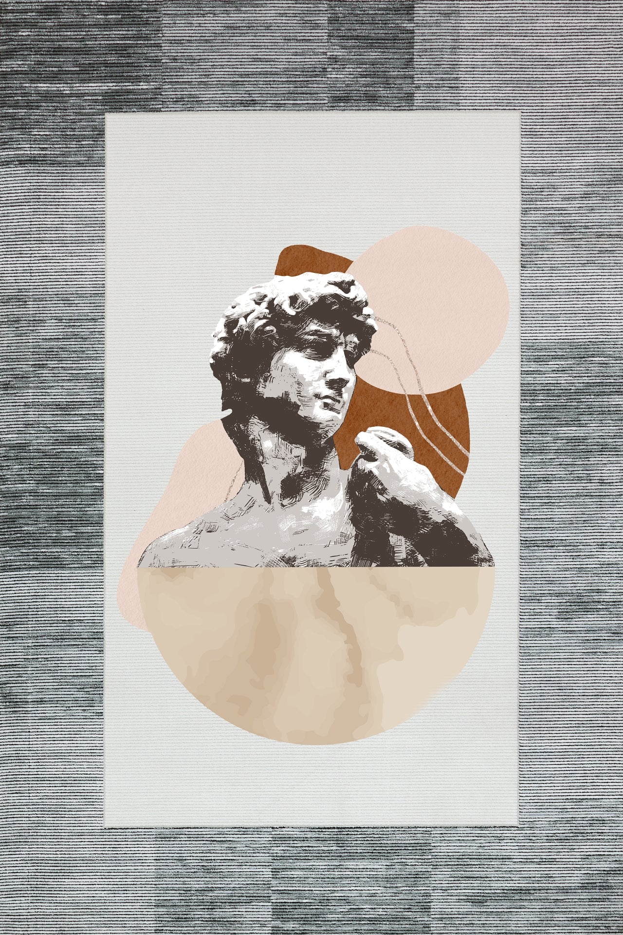 Michelangelo David Kaymaz Tabanlı Yıkanabilir Halı