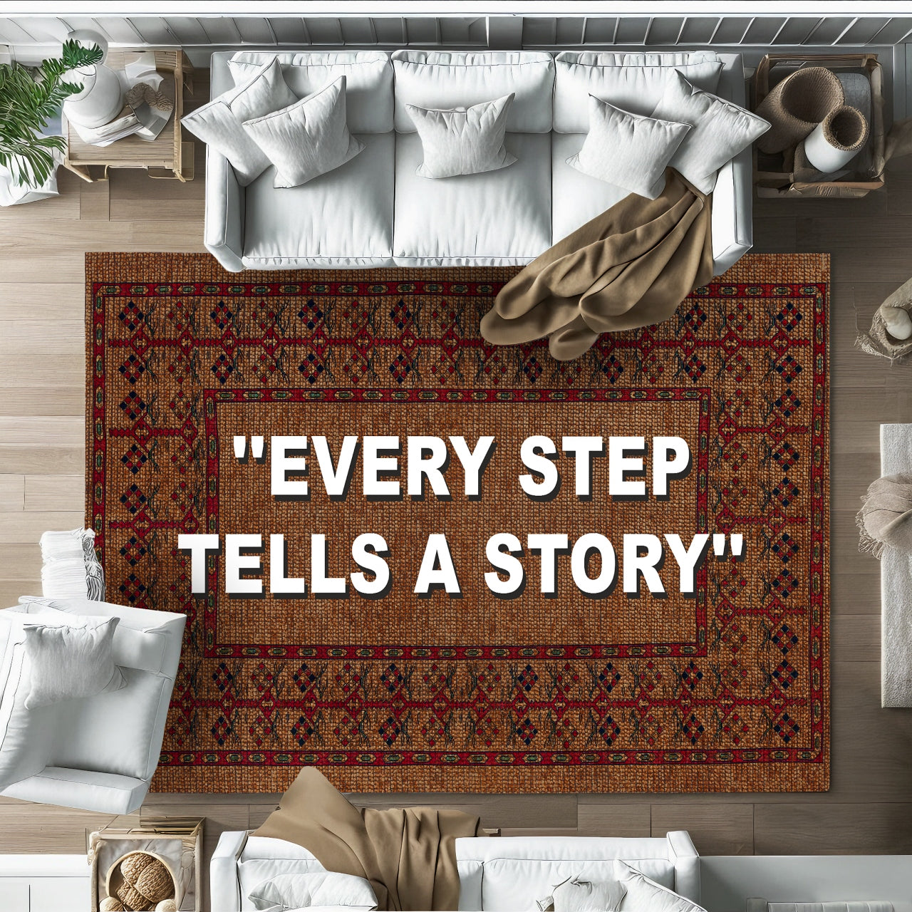 Every Step Tell Your Story Kaymaz Tabanlı Yıkanabilir Halı