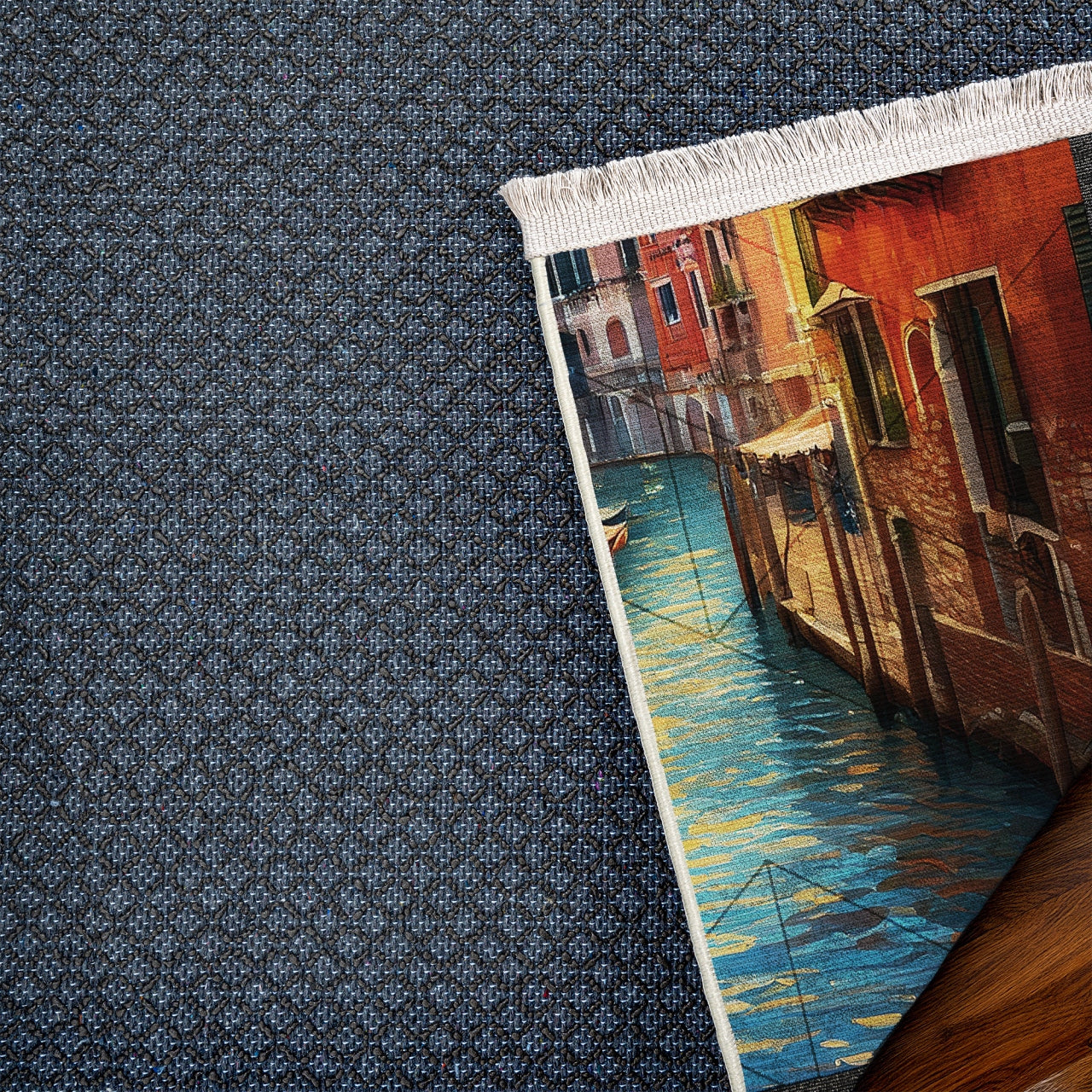 Venedik Kanalı Kaymaz Tabanlı Yıkanabilir Halı
