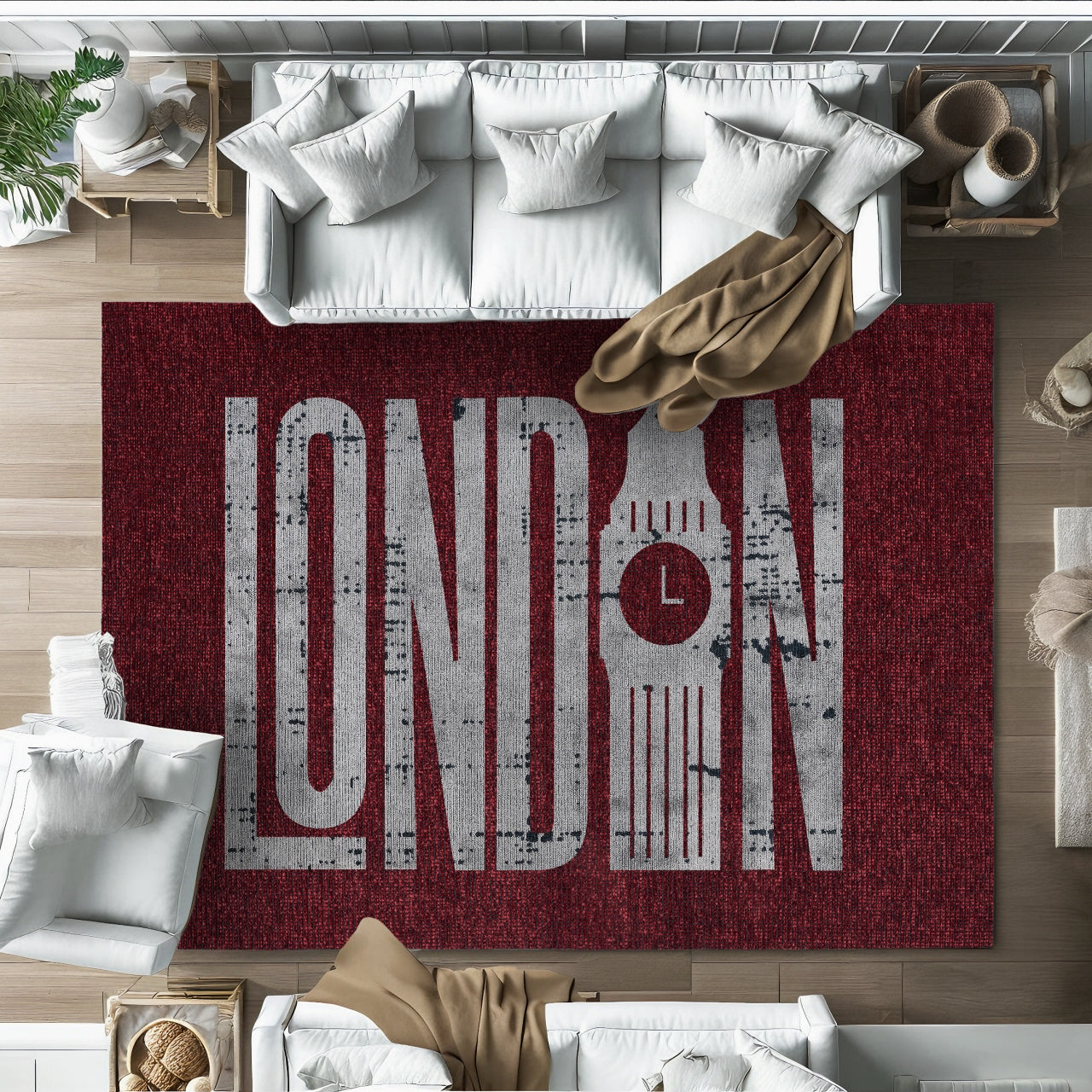 Londra Big Ben Kaymaz Tabanlı Yıkanabilir Halı