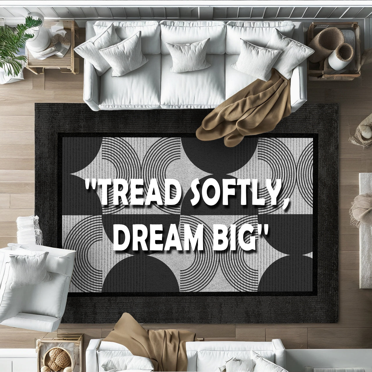 Tread Softly Dream Big Kaymaz Tabanlı Yıkanabilir Halı
