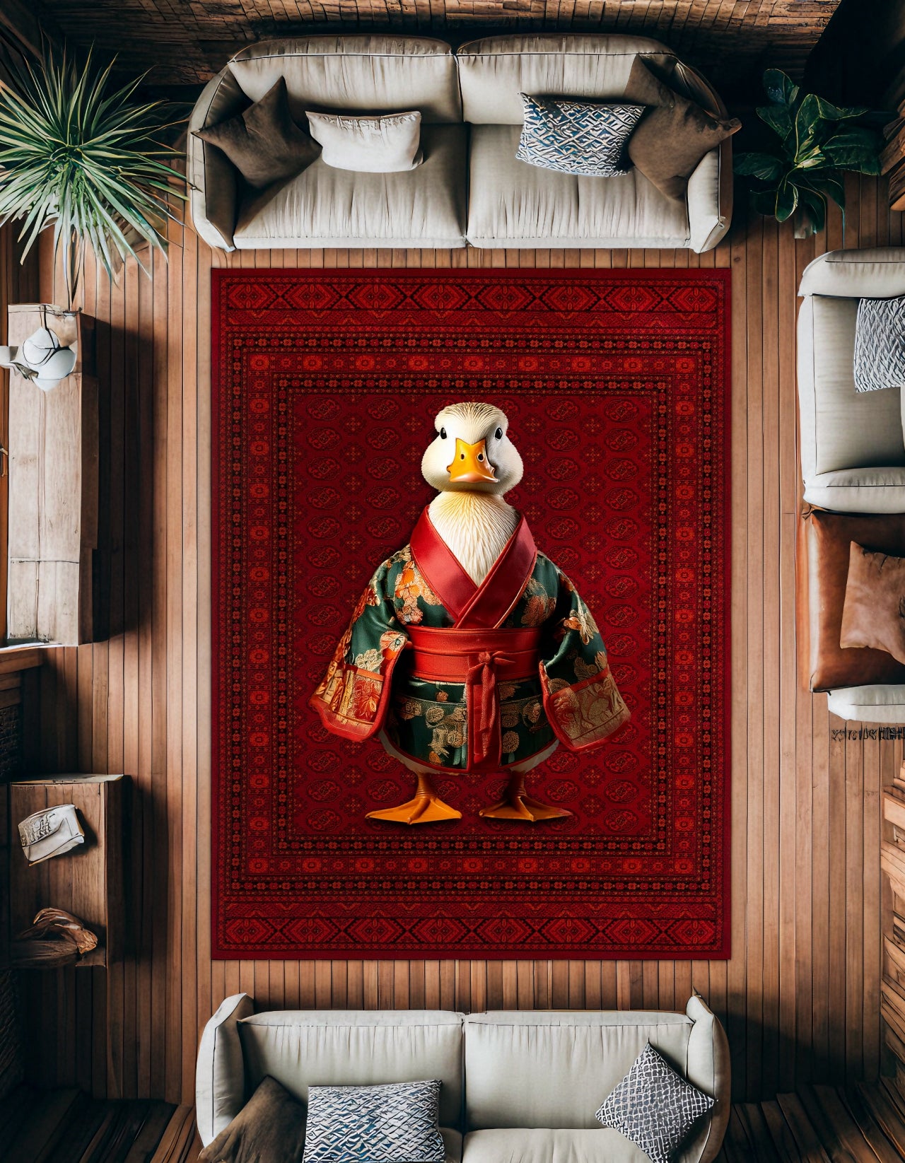 Samuray Ördek Kaymaz Tabanlı Yıkanabilir Halı