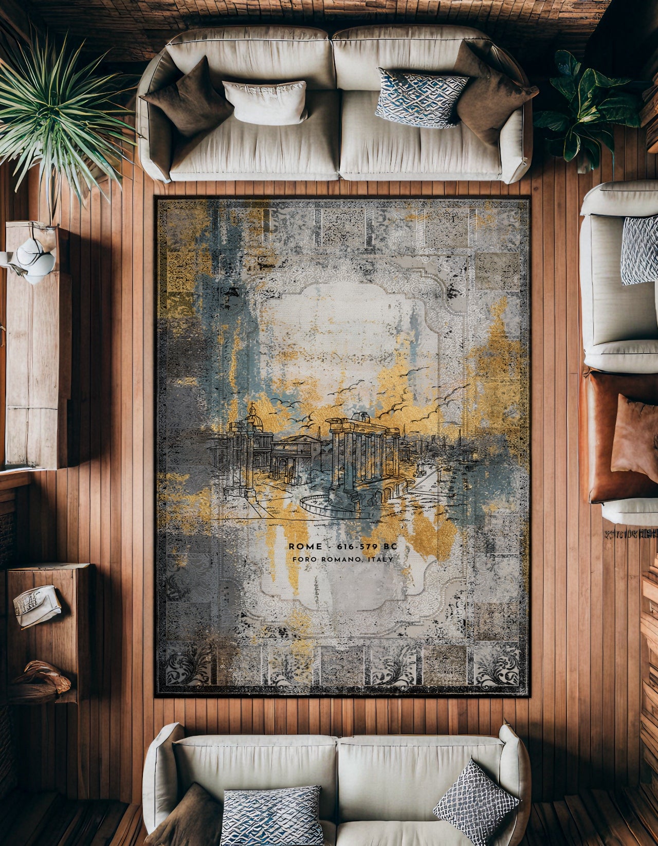 Foro Romano Kaymaz Tabanlı Yıkanabilir Halı