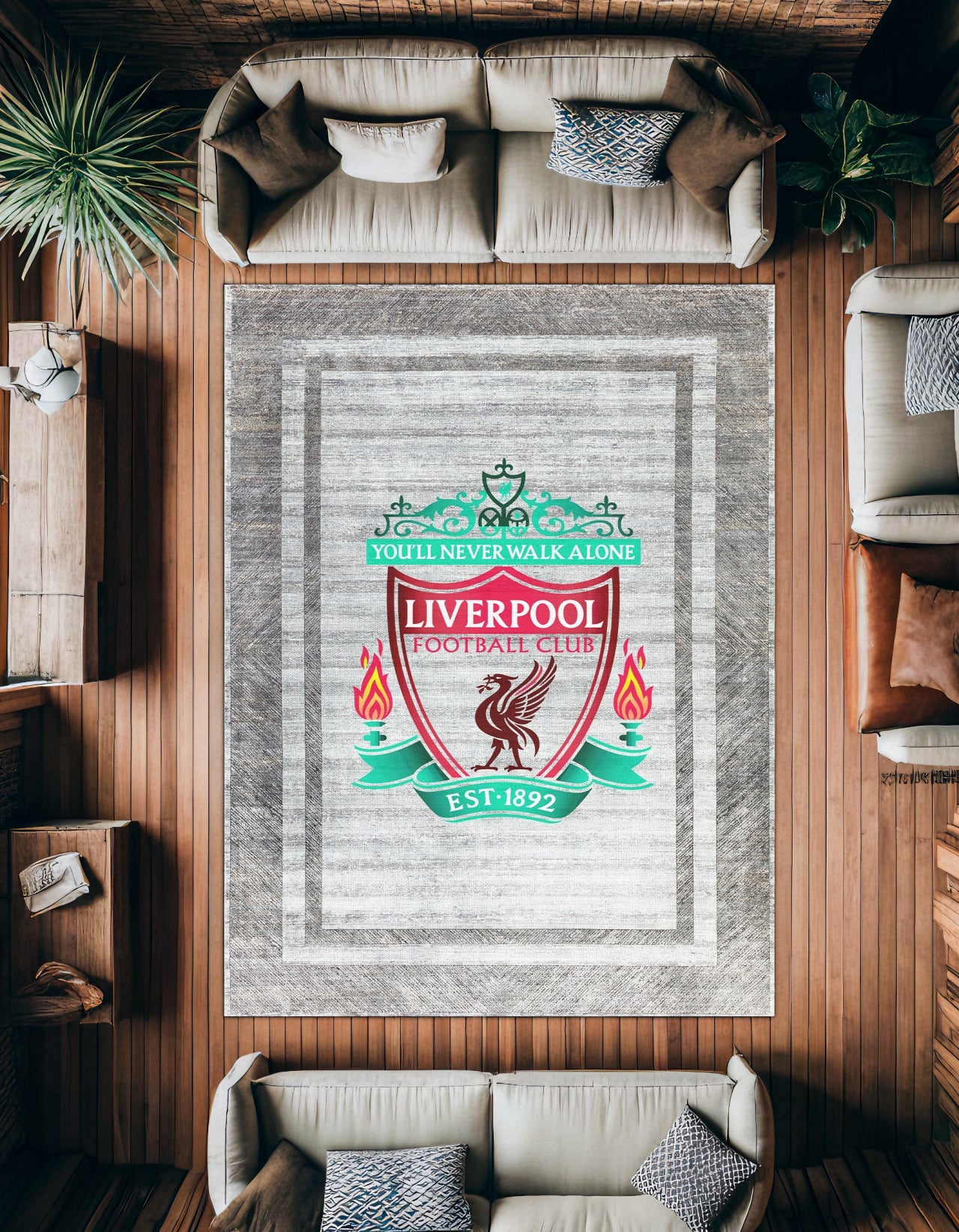 LIVERPOOL FC Eskitme Detaylı Yıkanabilir Kaymaz Tabanlı Halı